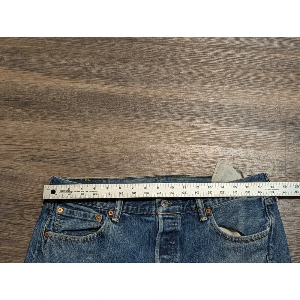 Levis 501 Original Fit Mens Distressed Straight Leg Jeans Blue W36 L34 (Fits 35)